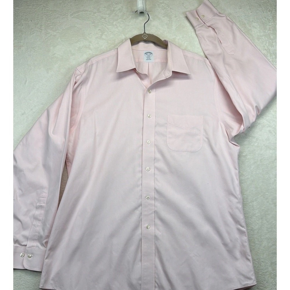 Brooks Brothers 1818 Regent Non Iron Dress Shirt Men's Pink 16.5 34/35 Cotton